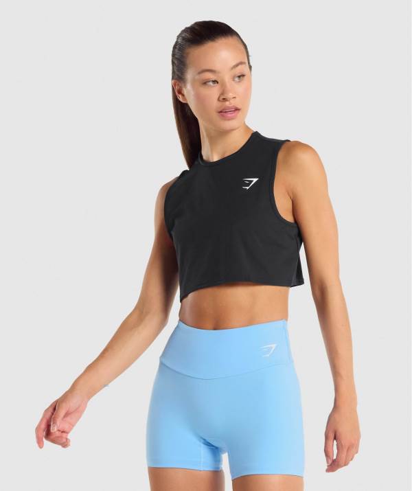Damske Tielko Gymshark Training Crop Čierne | OK2860397